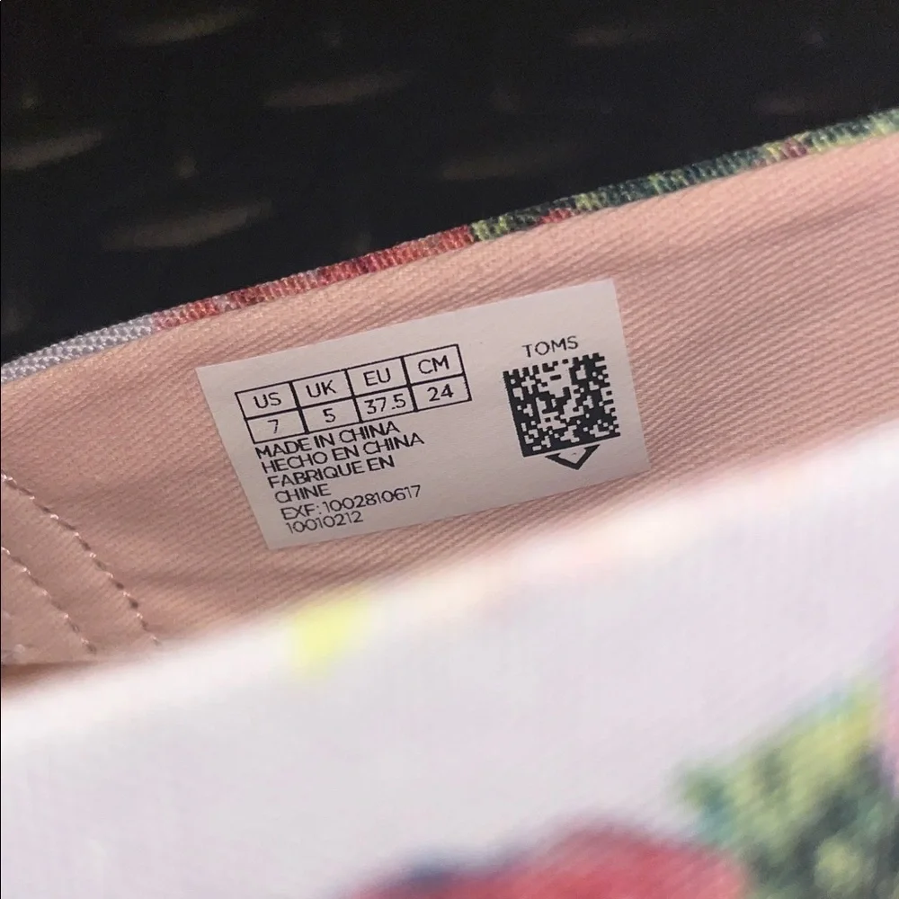 TOMS Floral Slip On Shoes Womens Size 7 Pink Canvas Flats - Picture 3 of 7